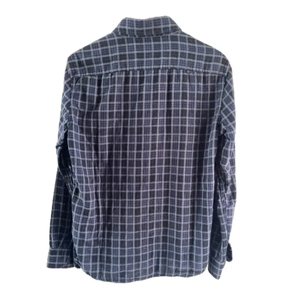 Banana Republic Blue Gray Black Plaid Button‎ Up Men’s Slim Fit Shirt Size M